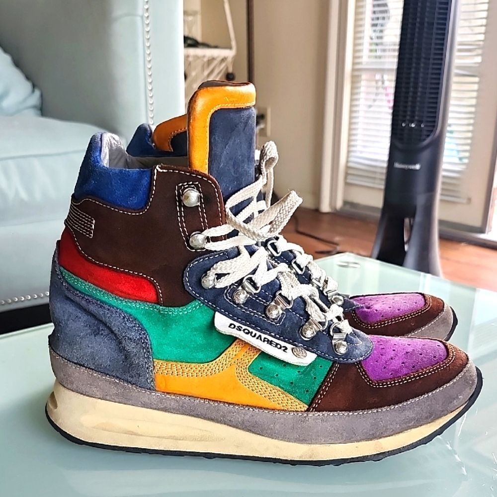 Dsquared2 Leather Sean Goes Hiking High Top Sneakers Streetwear Gorpcore Size 43